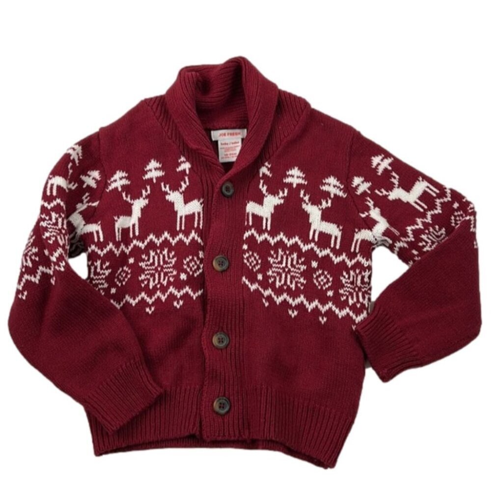 Joe Fresh Red Christmas Cabin Sweater 18 months - Picture 1 of 4